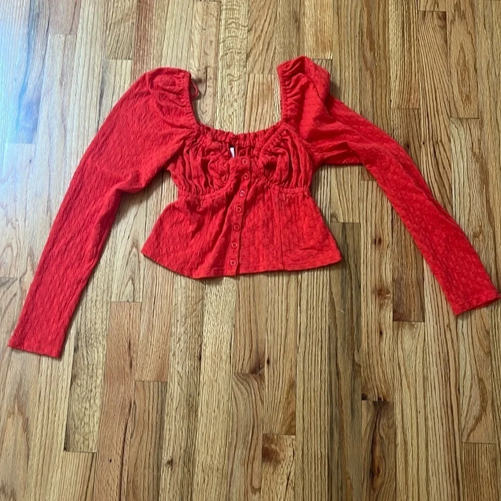 FREE PEOPLE ladybug long sleeved corset shirt size small